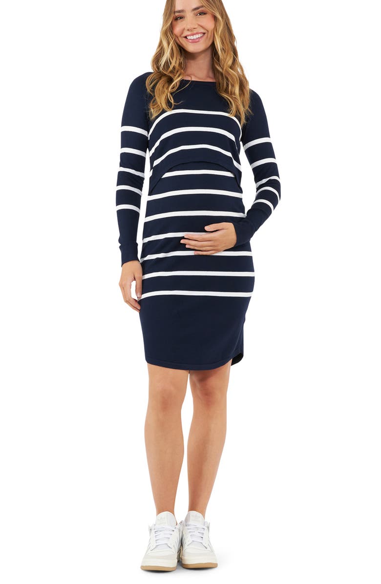 Ripe Maternity Valerie Up/Down Nursing Tunic, Alternate, color, Navy/White