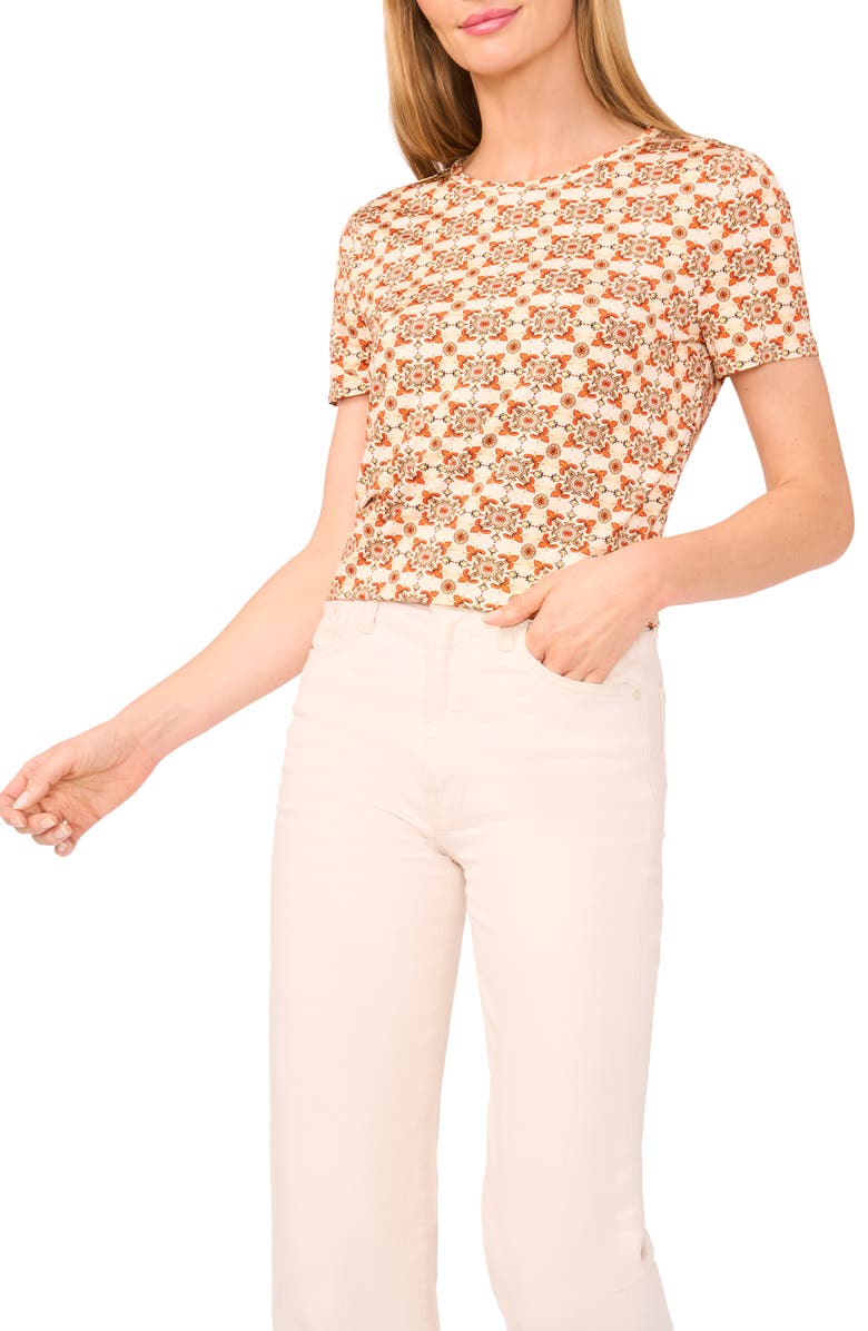 Ted Baker Florentine Print T-Shirt, Main, color, Spicy Orange