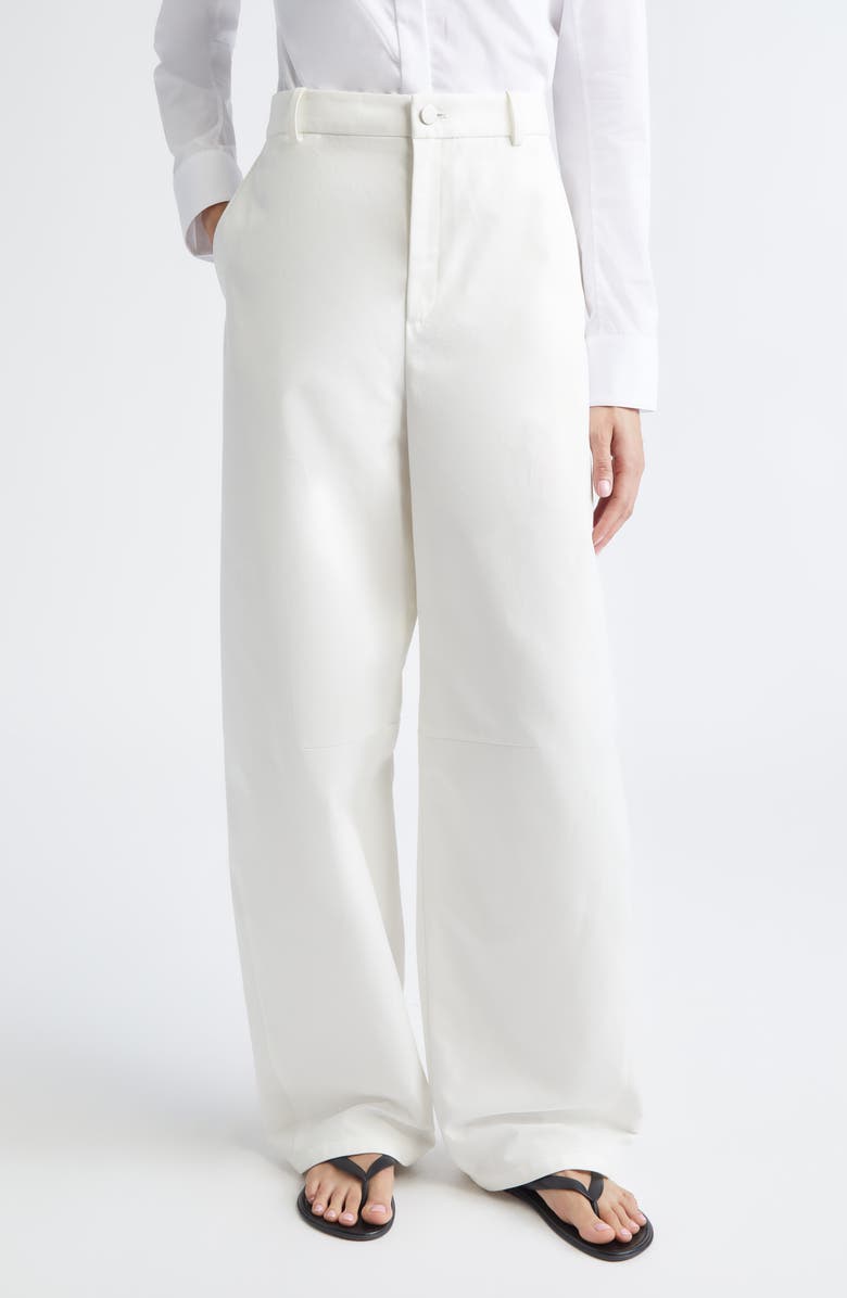 PARTOW Barrow High Waist Cotton Barrel Leg Pants, Main, color, Ivory