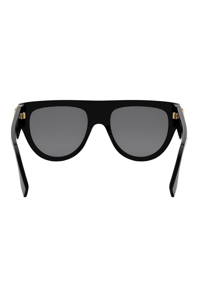 'Fendi First 139mm Flat Top Sunglasses, Alternate, color, SHINY BLACK / SMOKE
