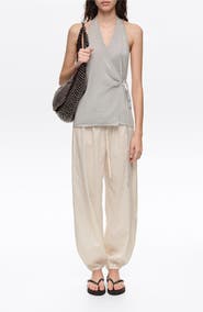 Bimba y Lola Metallic wrap knit top