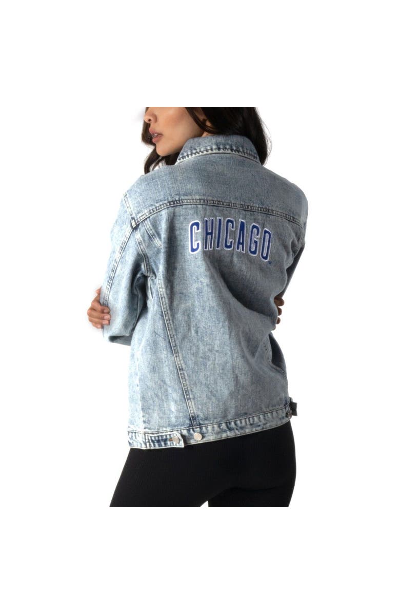 THE WILD COLLECTIVE Women's The Wild Collective Chicago Cubs Team Patch Denim Button-Up Jacket, Alternate, color, 