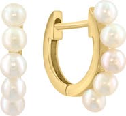 EFFY 14K Gold Freshwater Pearl Hoop Earrings