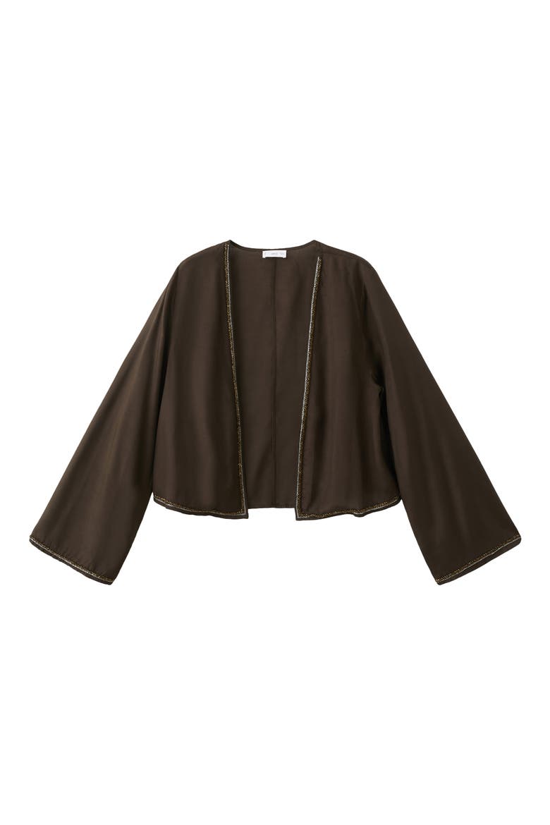 Bead Detail Open Front Jacket, Alternate, color, BROWN