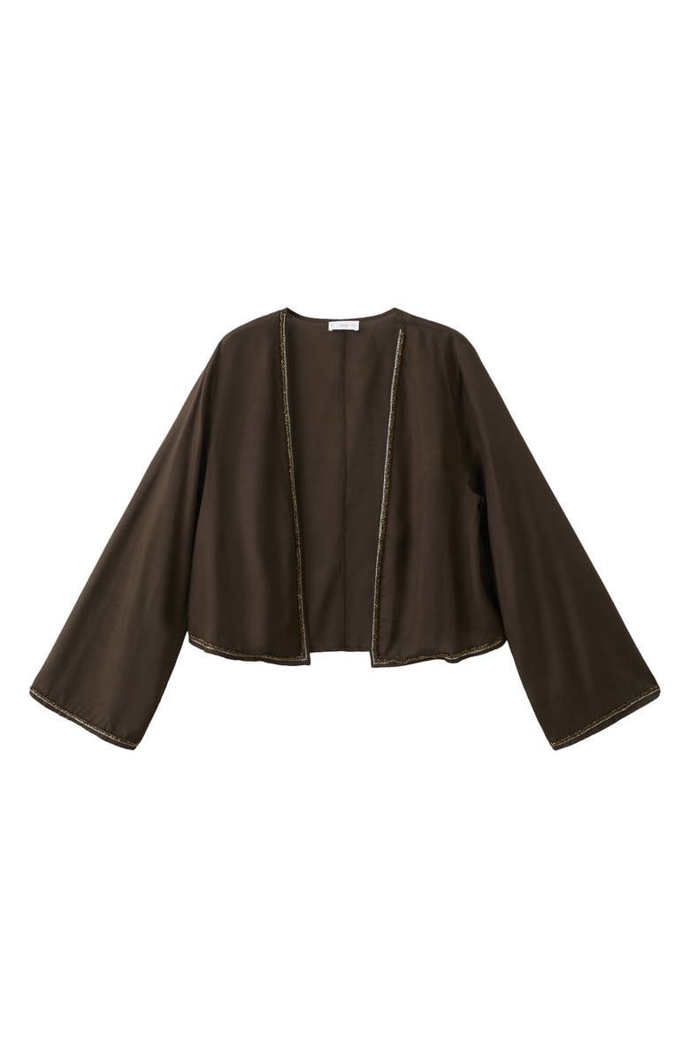 MANGO TEEN Bead Detail Open Front Jacket, Alternate, color, Brown
