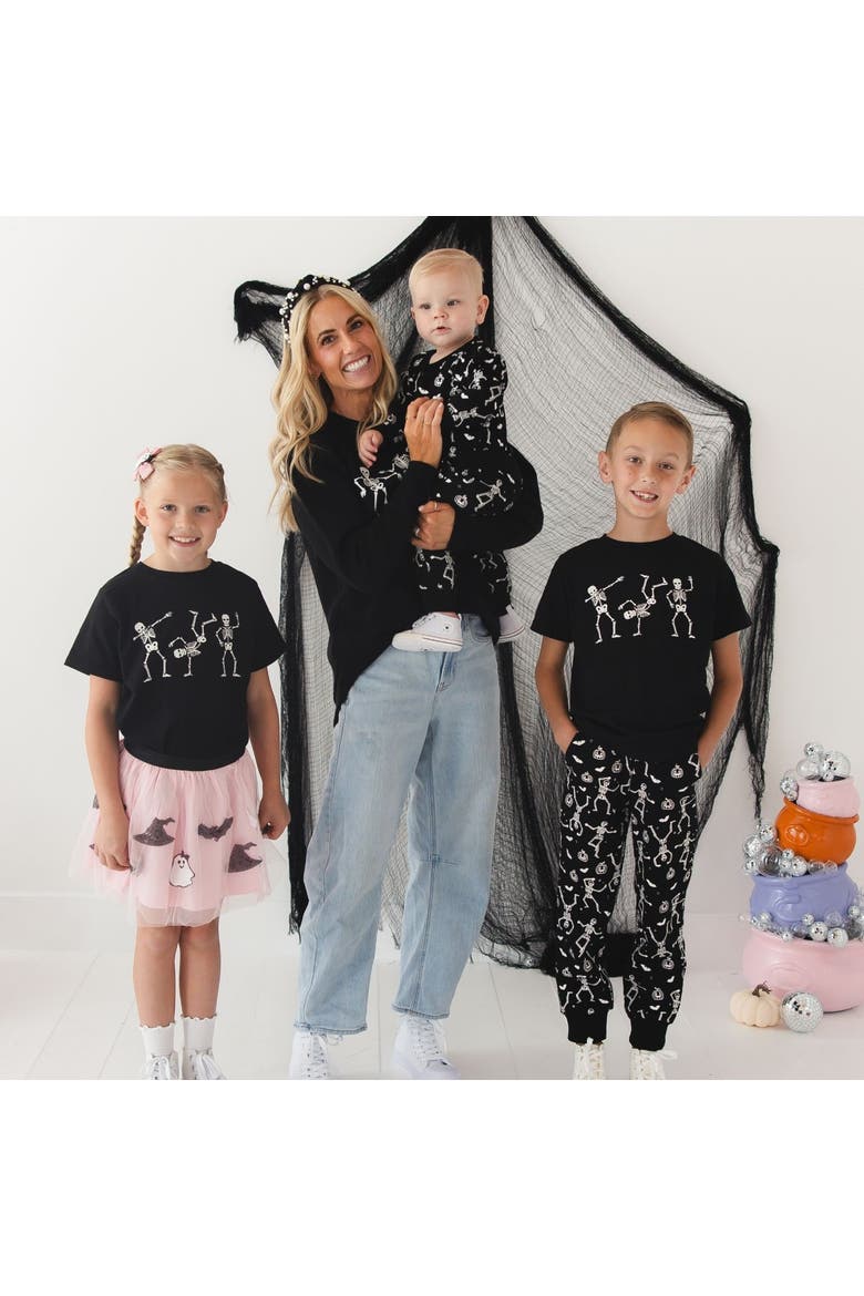 Glow In The Dark Silly Skelly Halloween Women's Sweatshirt, Alternate, color, Black