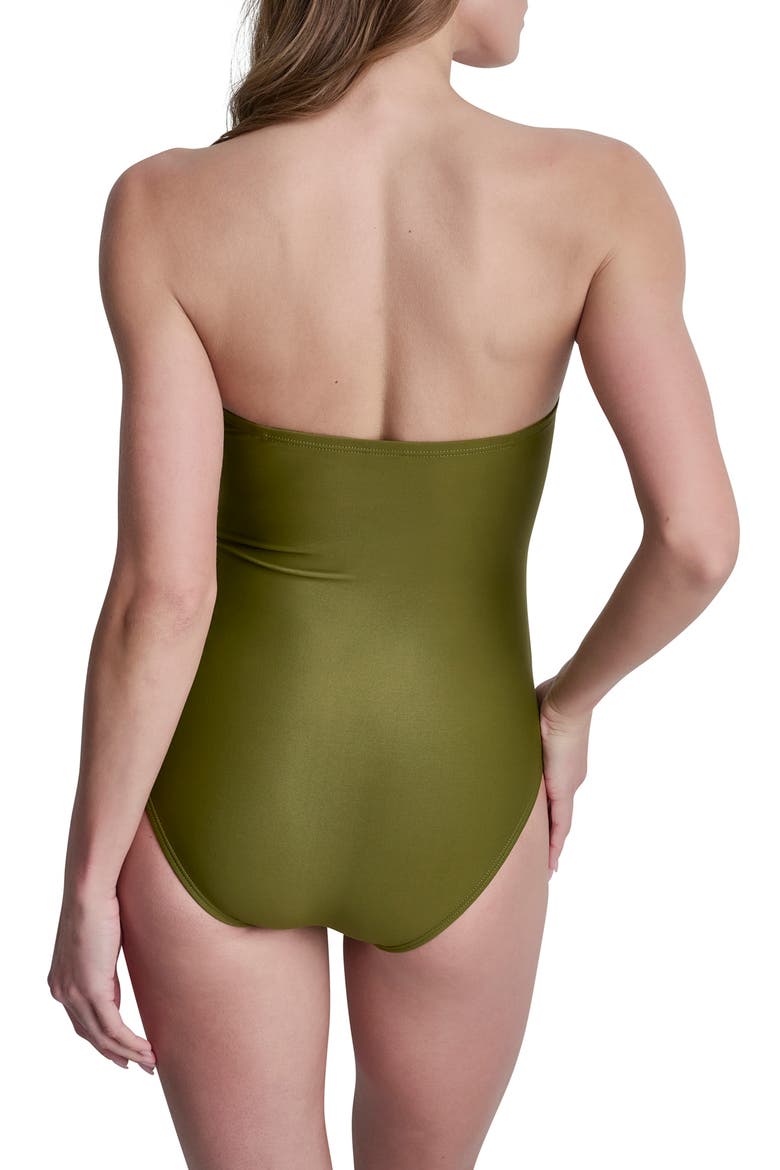 Shirred Bandeau One-Piece Swimsuit, Alternate, color, SURPLUS GR