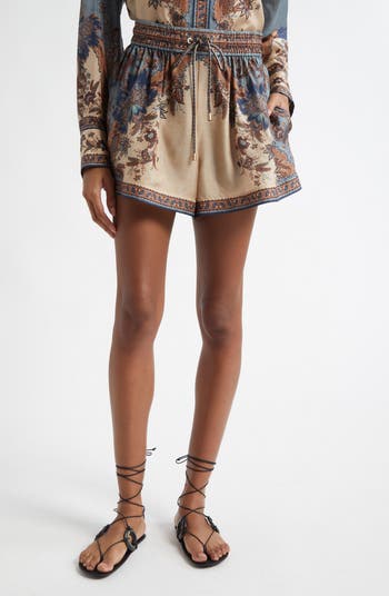 Zimmermann Ascension Silk Habutai Relaxed Drawstring Shorts