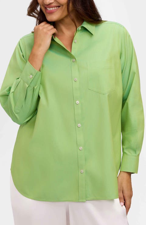 Boyfriend Non-Iron Cotton Blouse (Plus Size)