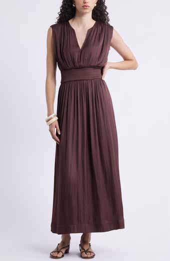 Nordstrom Sleeveless Smocked Satin Maxi Dress