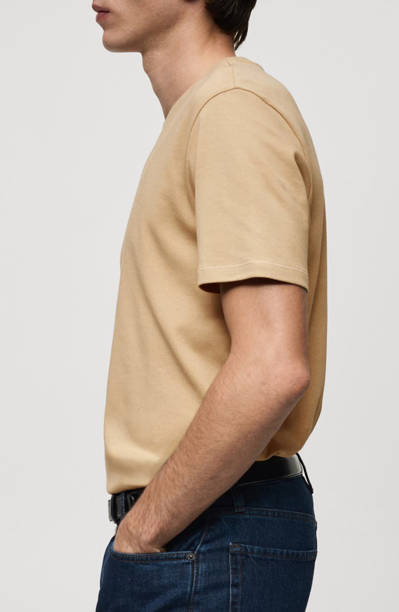 MANGO Regular Fit Medium Weight Cotton T-Shirt, Alternate, color, Light Medium Brown