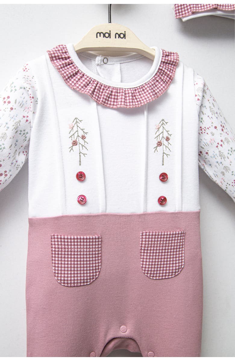 moi noi Gingham Flower One-Piece Set, Alternate, color, Pink