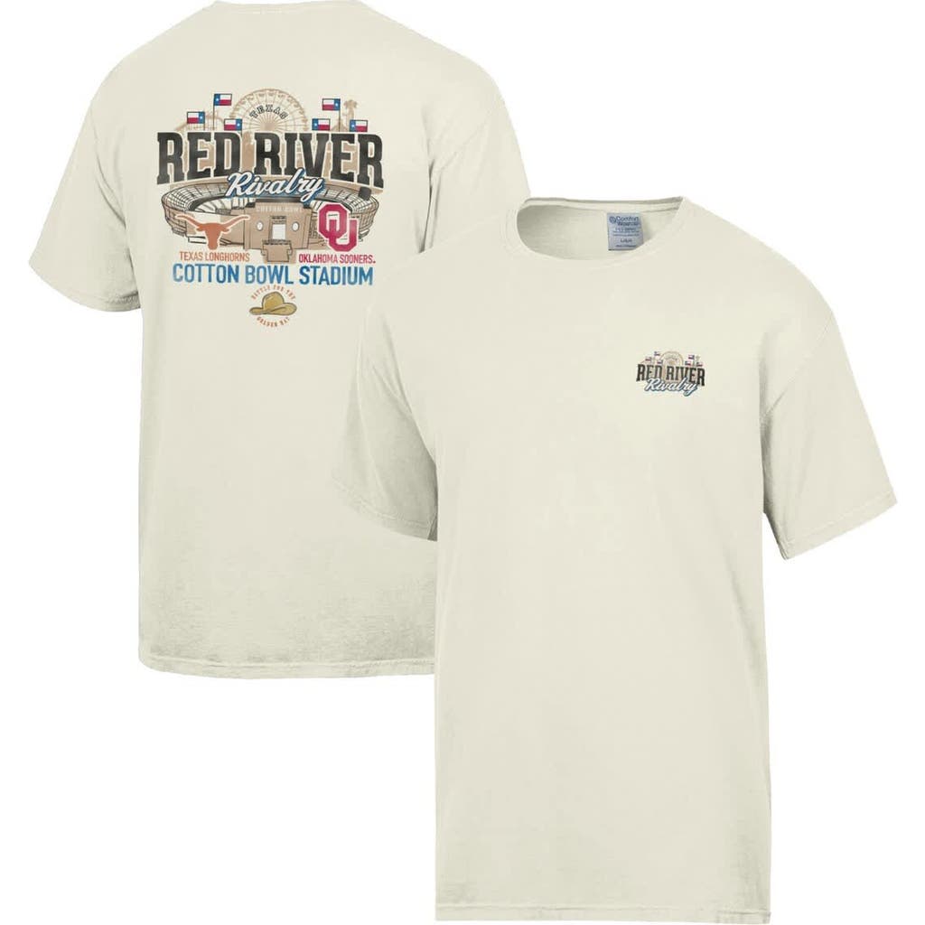 Comfortwash Cream Texas Longhorns Vs. Oklahoma Sooners Red River Rivalry Stadium Match Up T-shirt In Animal Print