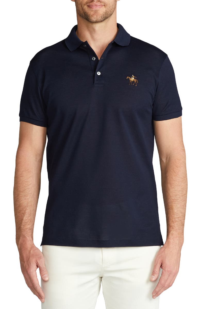 Ralph Lauren Purple Label Slim Fit Logo Embroidered Cotton Piqué Polo, Main, color, Classic Chairman Navy