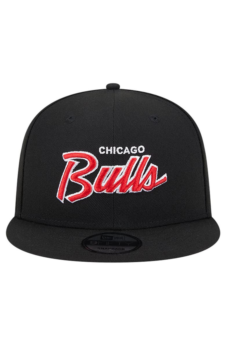 New Era Men's New Era Black Chicago Bulls Evergreen Script Side Patch 9FIFTY Snapback Hat, Alternate, color, 