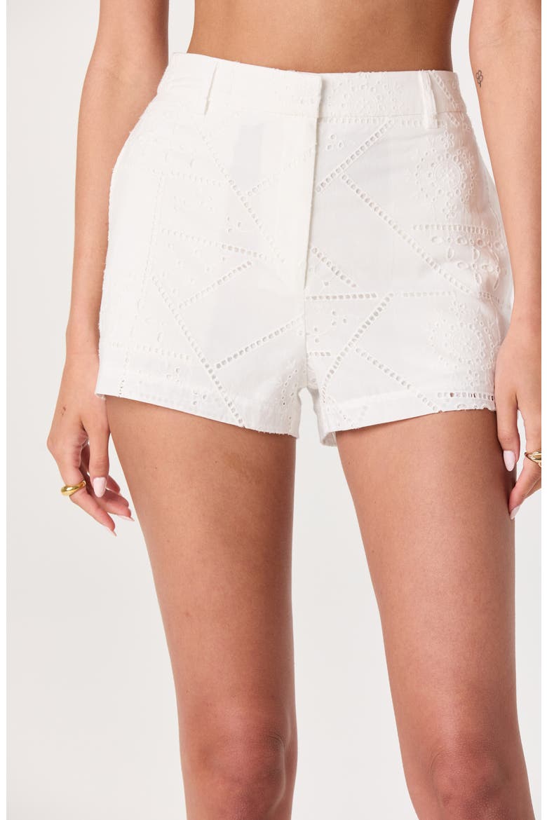 Mercy Eyelet Cotton Micro Shorts, Alternate, color, WHITE