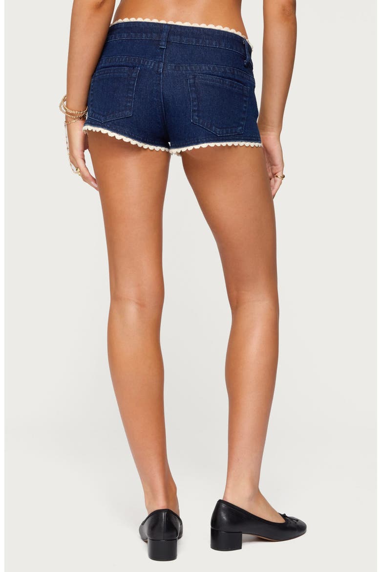 Maye Contrast Trim Denim Shorts, Alternate, color, DARK-BLUE