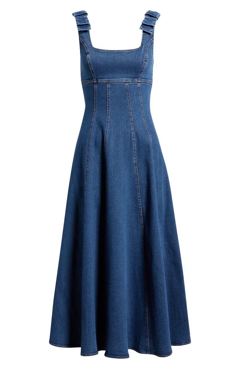 FREEMARKET Empire Waist Cotton Blend Denim Dress, Alternate, color, Denim