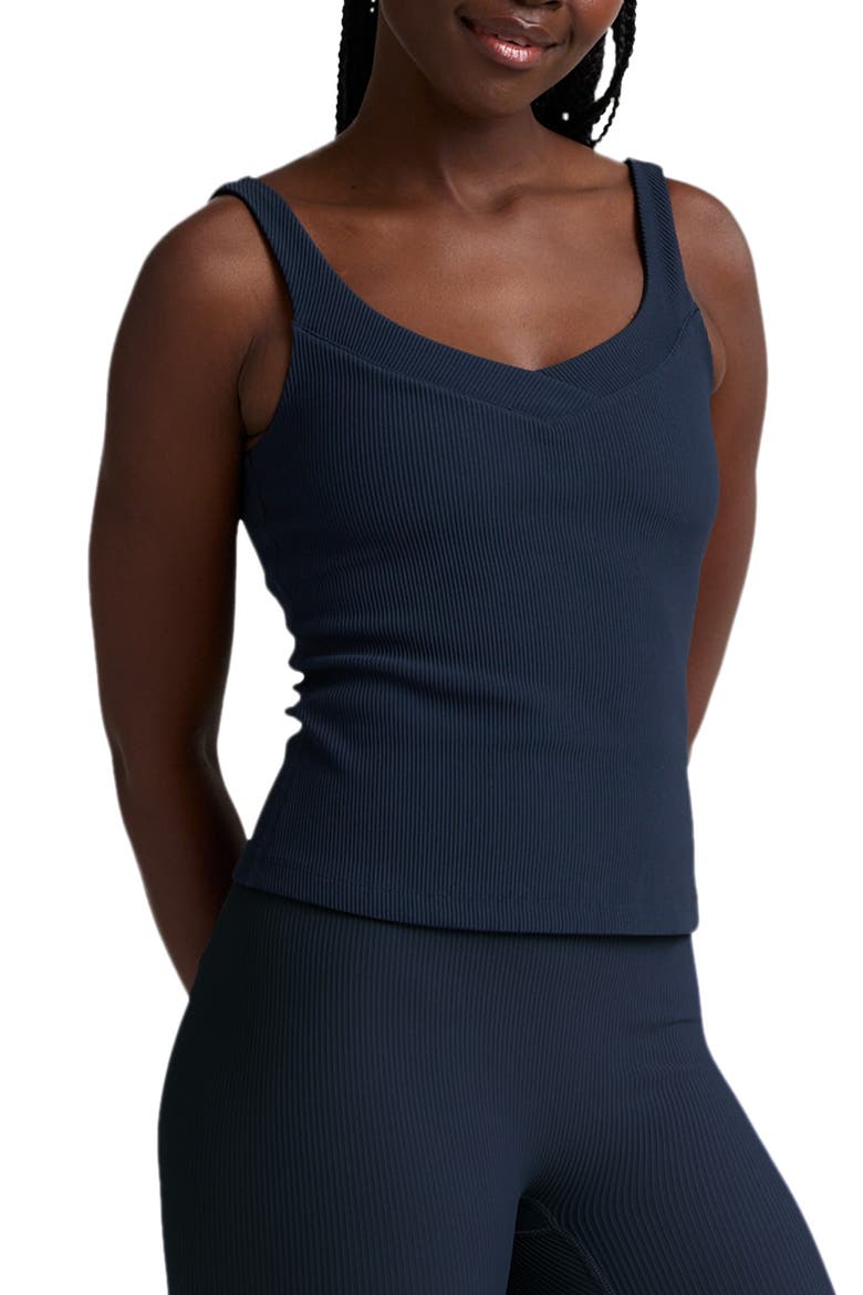 Impulse Ribbed Classic Performance Tank, Main, color, NOCTURNAL NAVY