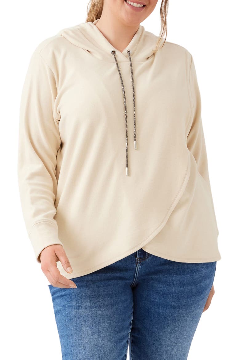 Rhinestone Crossover Hoodie, Main, color, ECRU