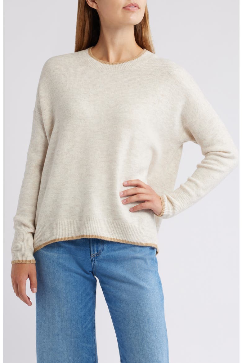 Tipped Crewneck Sweater, Main, color, MALTED