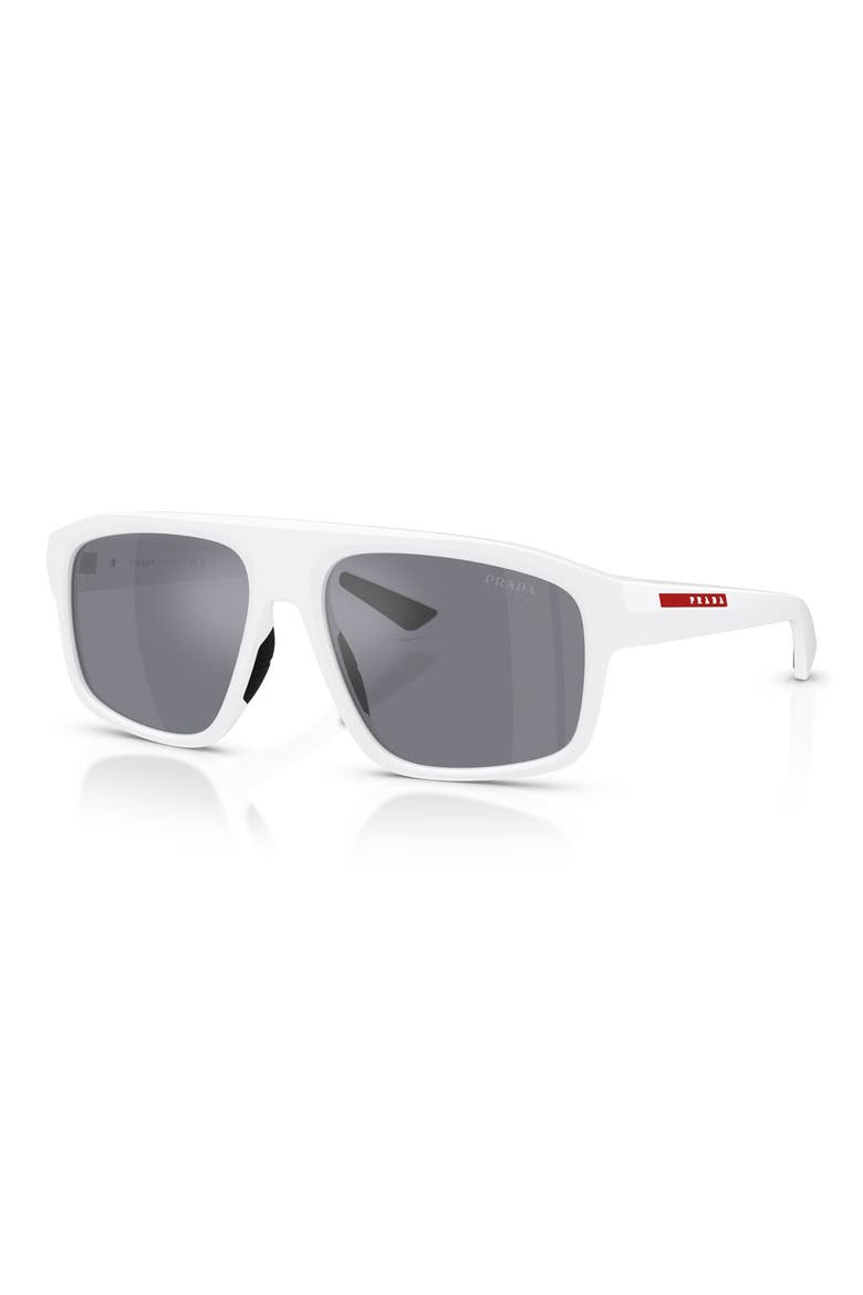 59mm Shield Sunglasses, Alternate, color, MATTE WHITE / BLUE SILVER