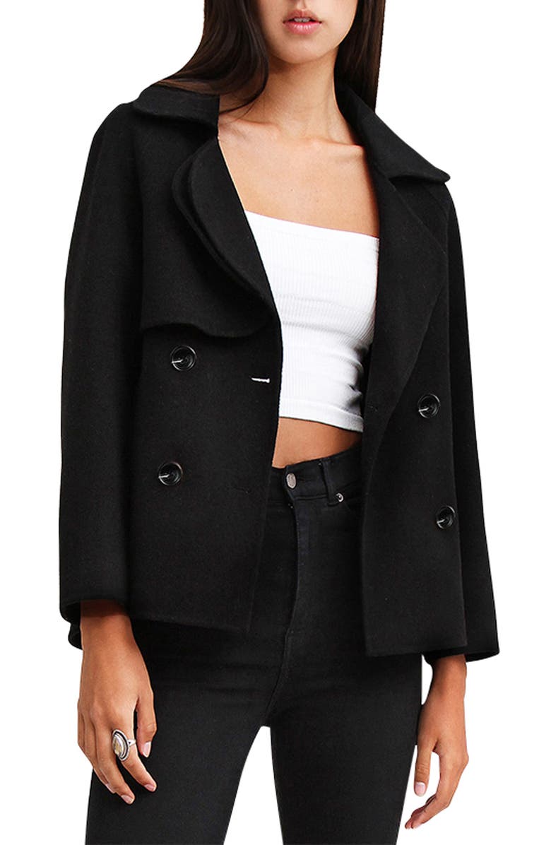 Belle & Bloom I'm Yours Wool Blend Coat, Alternate, color, Black