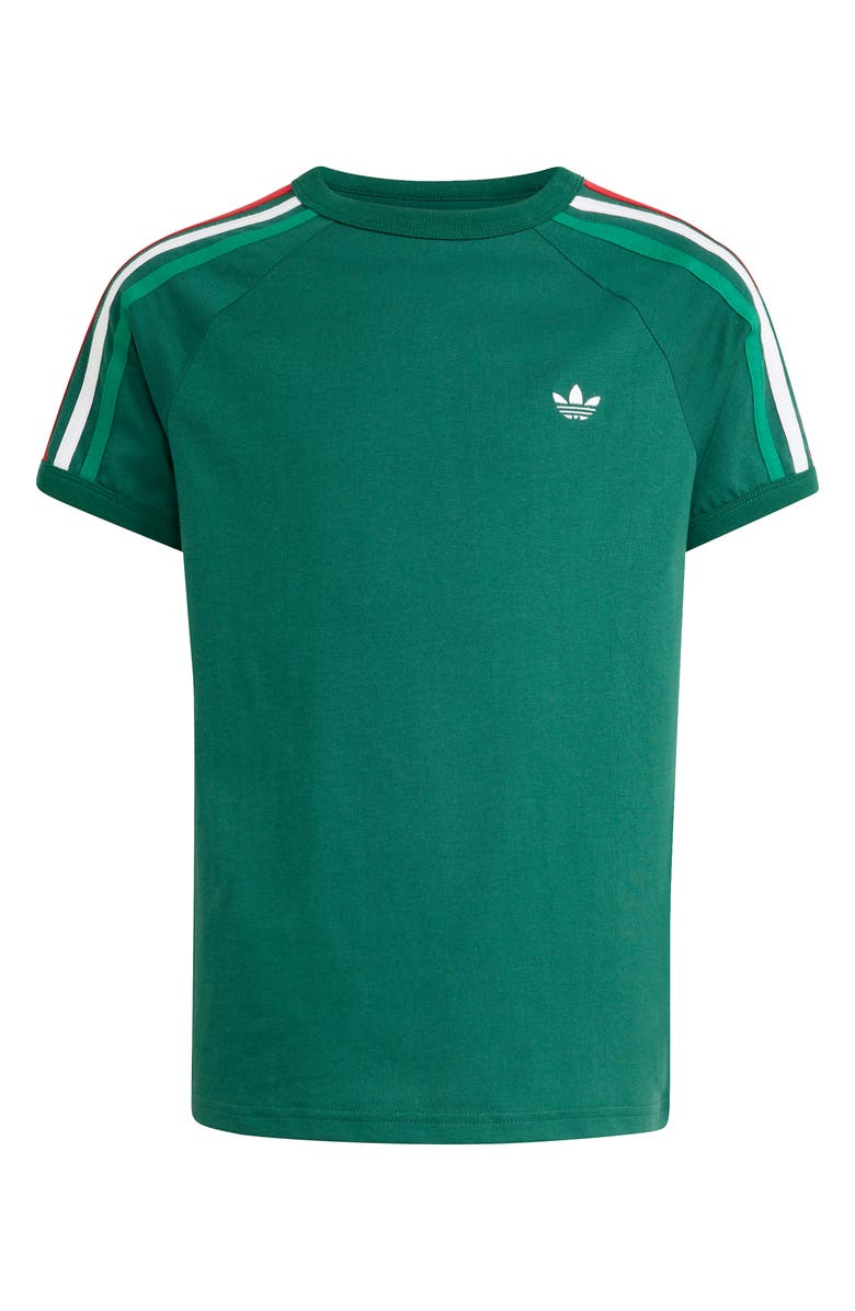 adidas Originals Kid's 3-Stripes Trefoil Logo T-Shirt, Main, color, Team Dark Green/White
