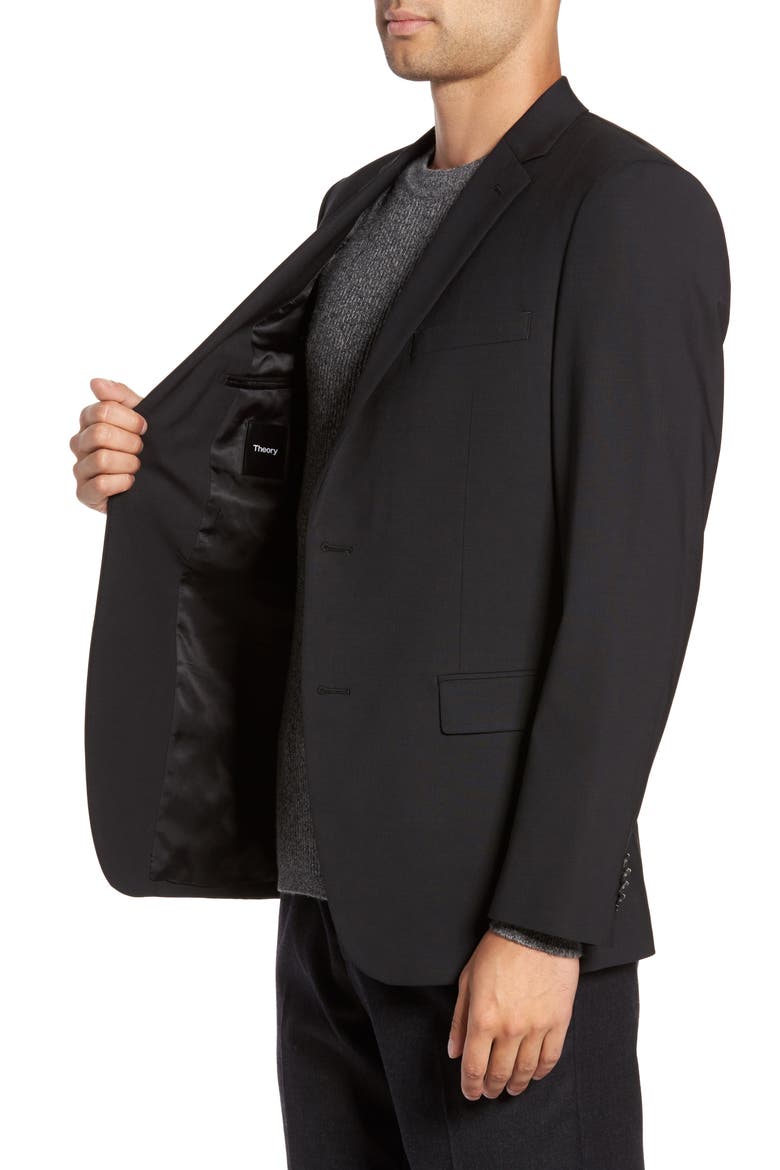 'Wellar New Tailor' Trim Fit Wool Blend Sport Coat, Alternate, color, BLACK