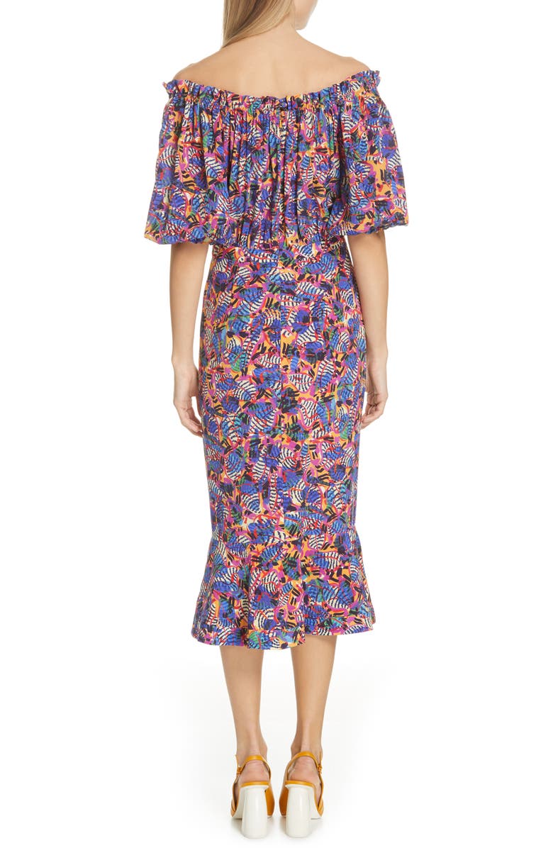 SALONI Olivia Silk Midi Dress, Alternate, color, 