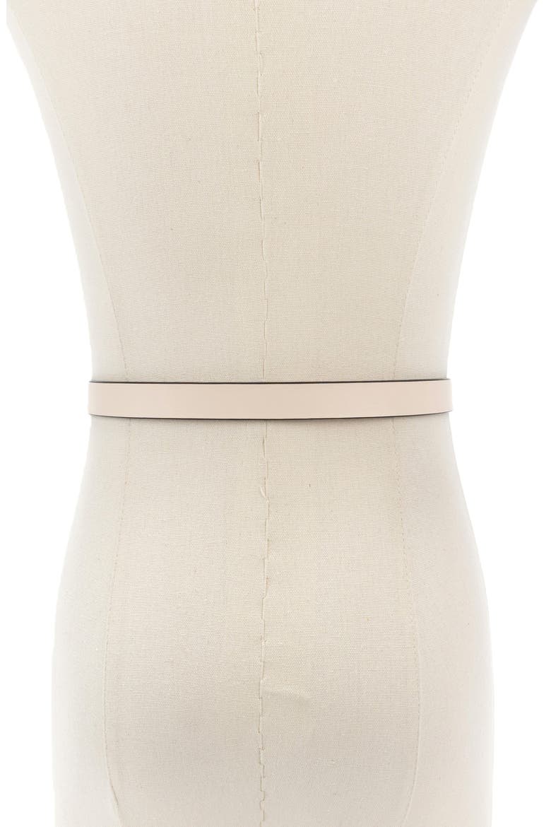 oval molten buckle leather belt, Alternate, color, CREAM