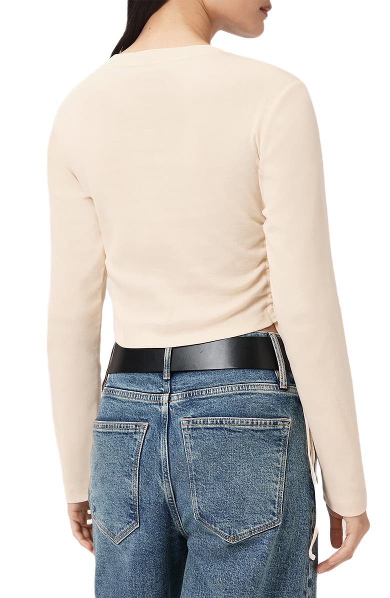 AllSaints Sonny Side Ruched Cotton Top, Alternate, color, Tofu White