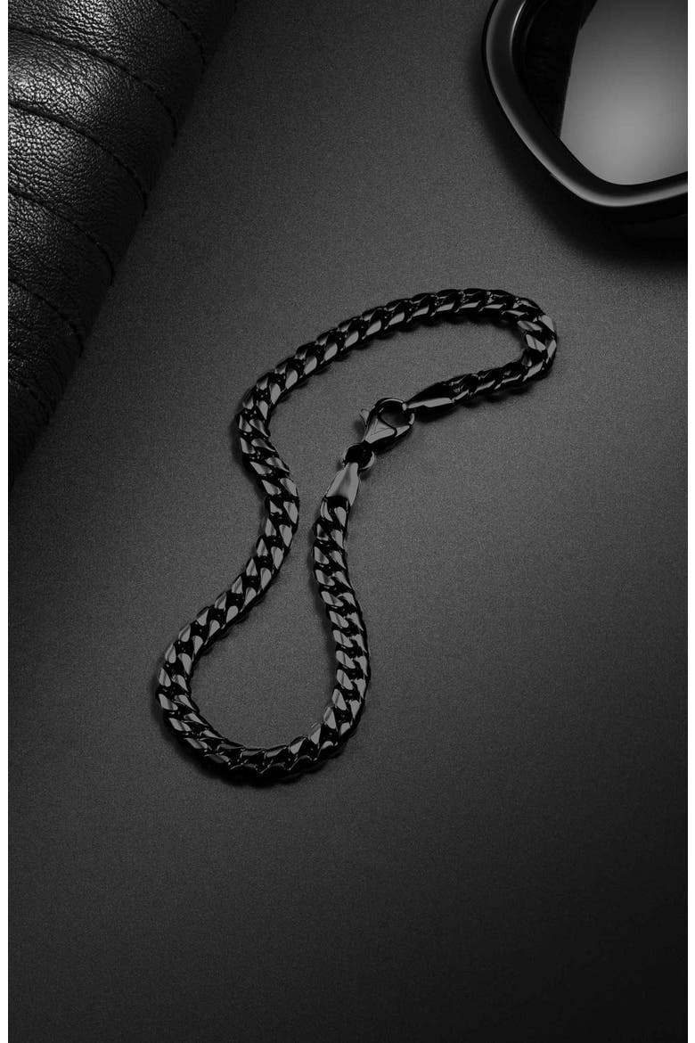 Men's Curb Chain Bracelet, Alternate, color, BLACK