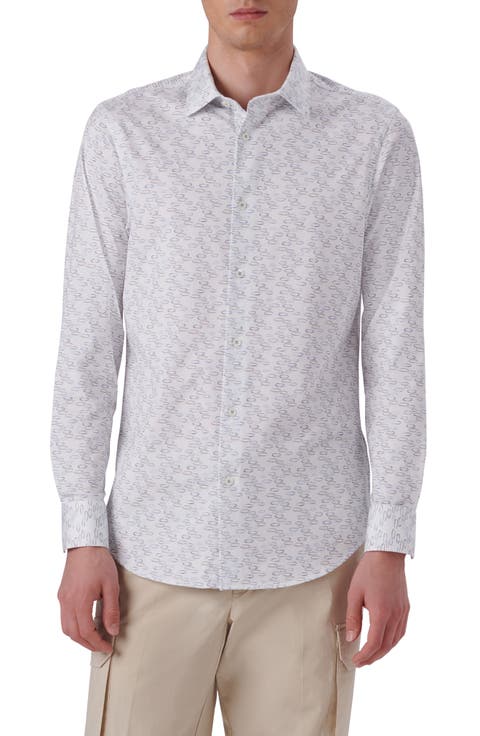 OoohCotton® Geometric Print Button-Up Shirt