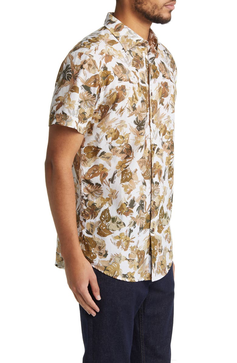 Rodd & Gunn Upper Charlton Floral Short Sleeve Button-Up Shirt, Alternate, color, Khaki