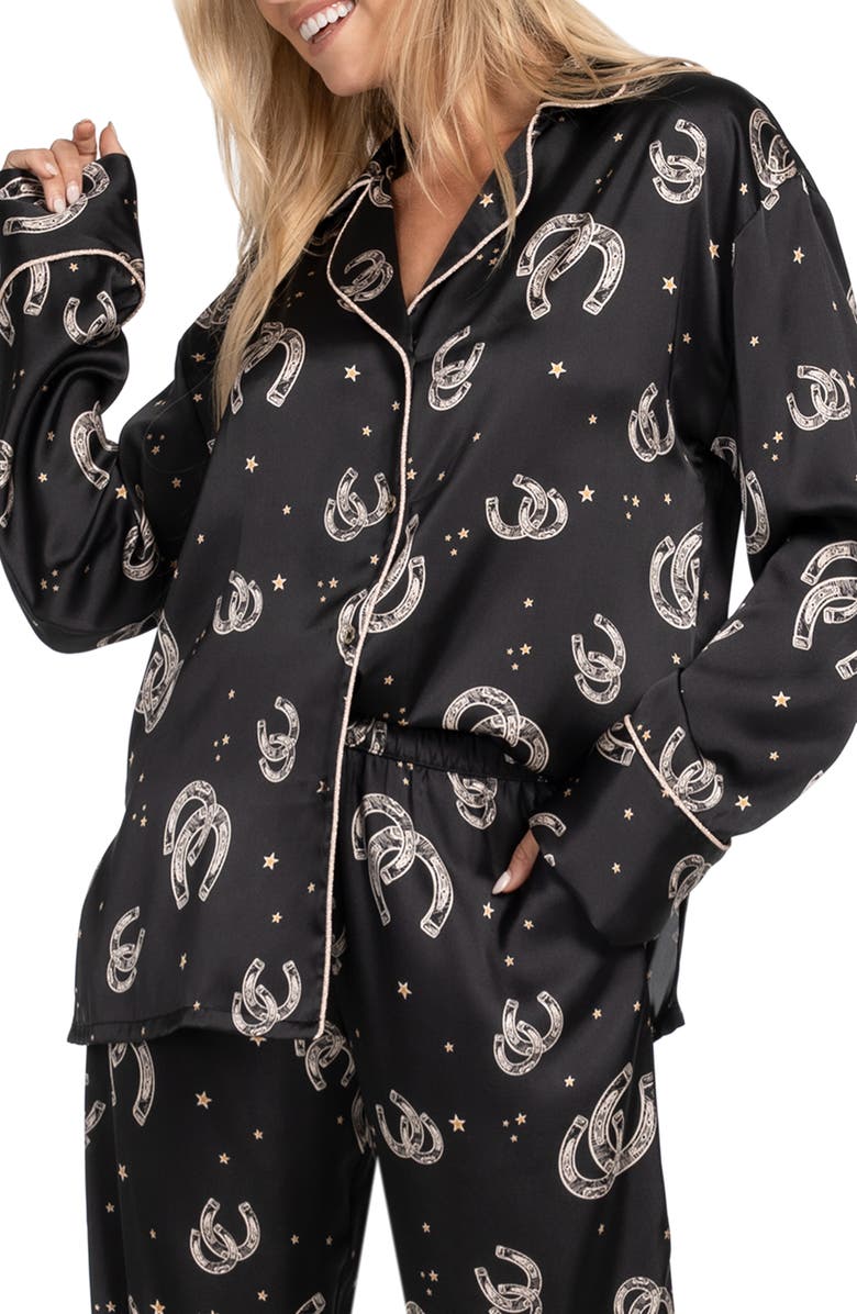 Midnight Bakery Horseshoe Satin Pajamas, Alternate, color,