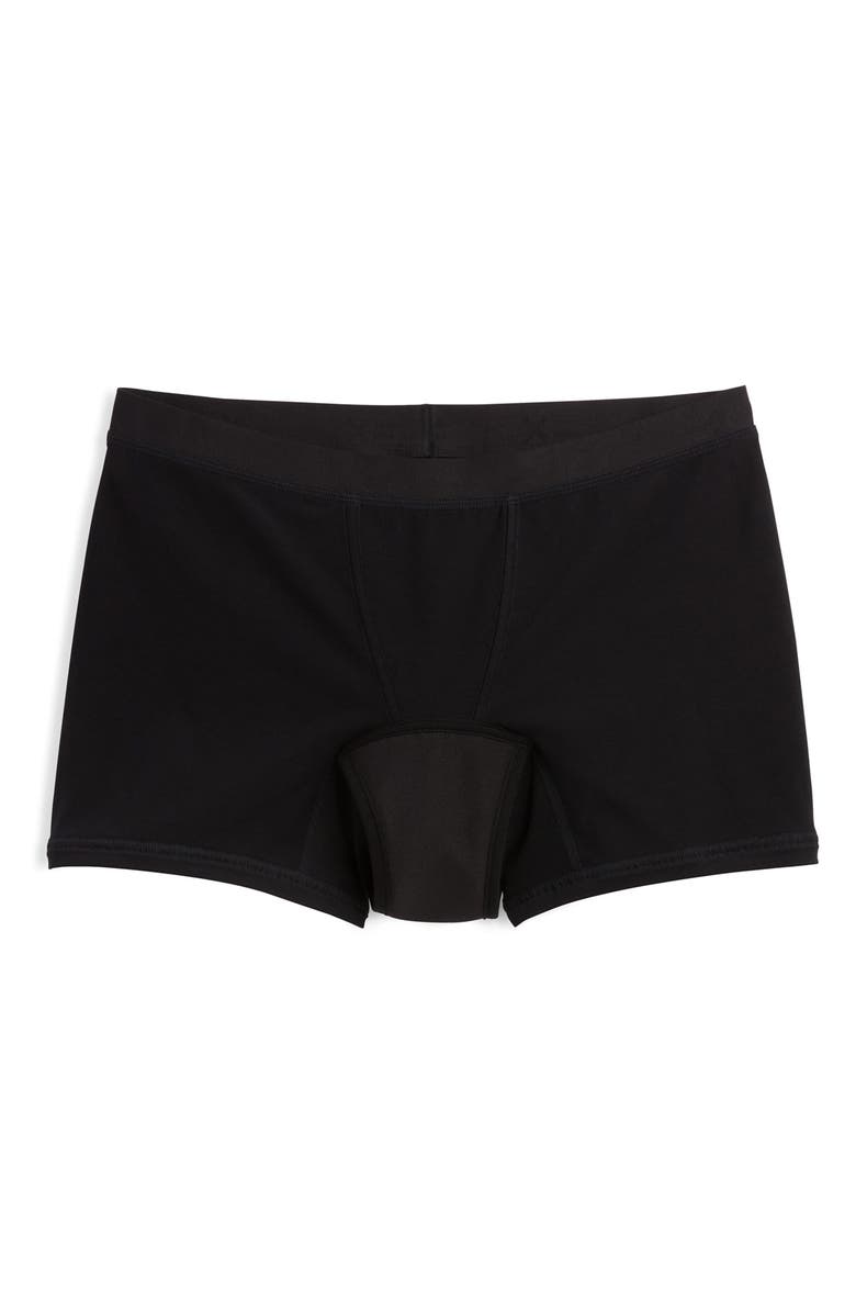 TomboyX First Line Stretch Cotton Period 4.5-Inch Trunks, Alternate, color, All Black