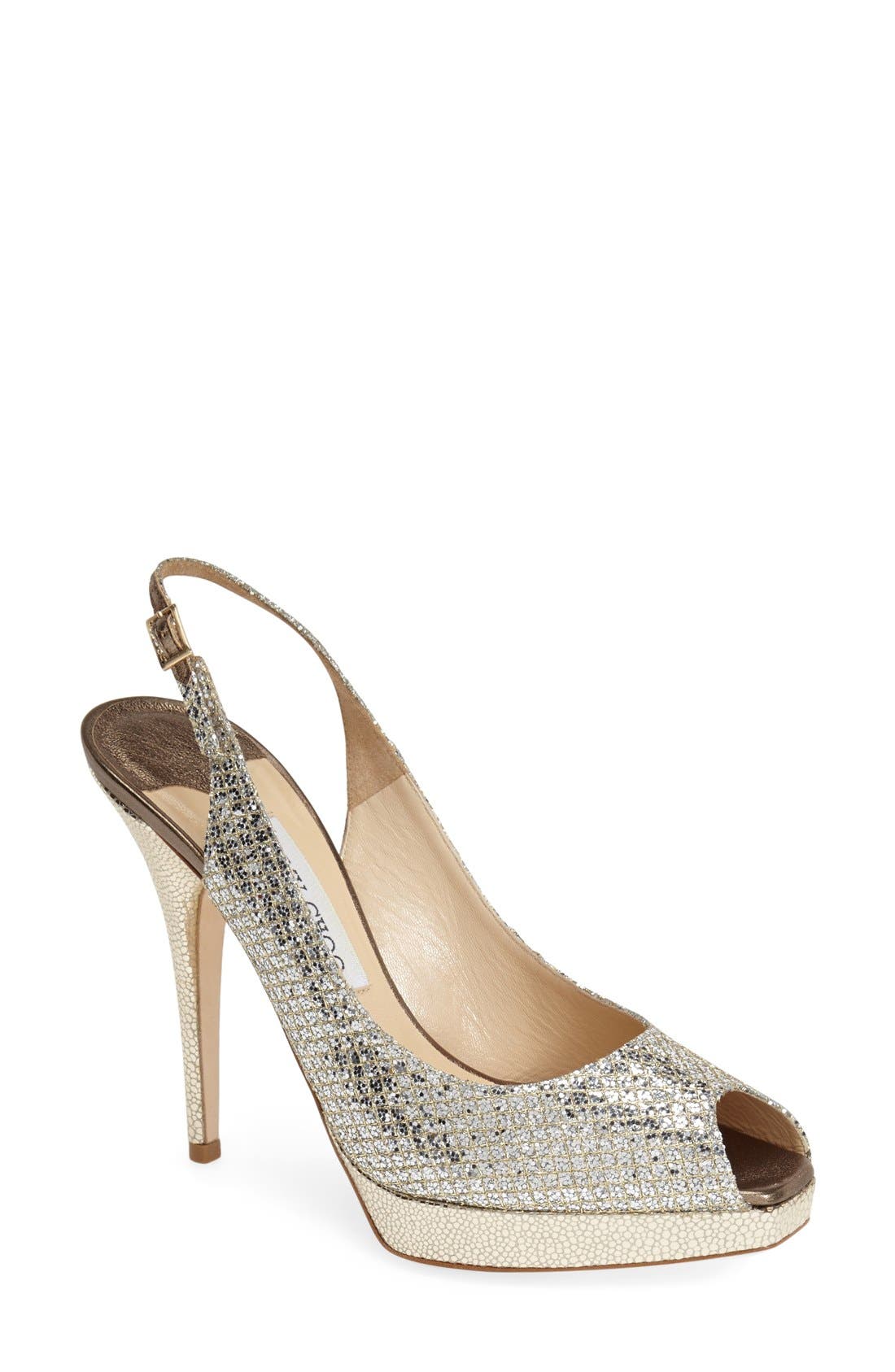 'Clue' Glitter Slingback Pump (Nordstrom Exclusive Color), Main, color, CHAMPAGNE GLITTER FABRIC