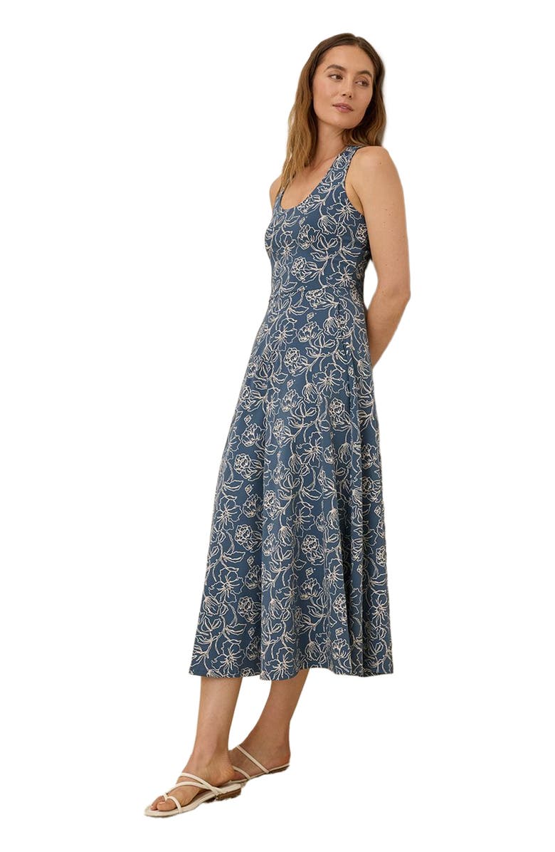 Pact Organic Cotton Fit & Flare Open Back Maxi Dress, Alternate, color, Looking Glass Floral