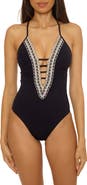 Becca Fiesta Plunge One-Piece Swimsuit