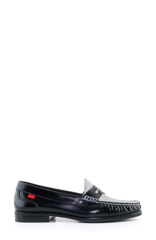 Marc Joseph New York East Village 2.0 Penny Loafer In Black White Polished Napa