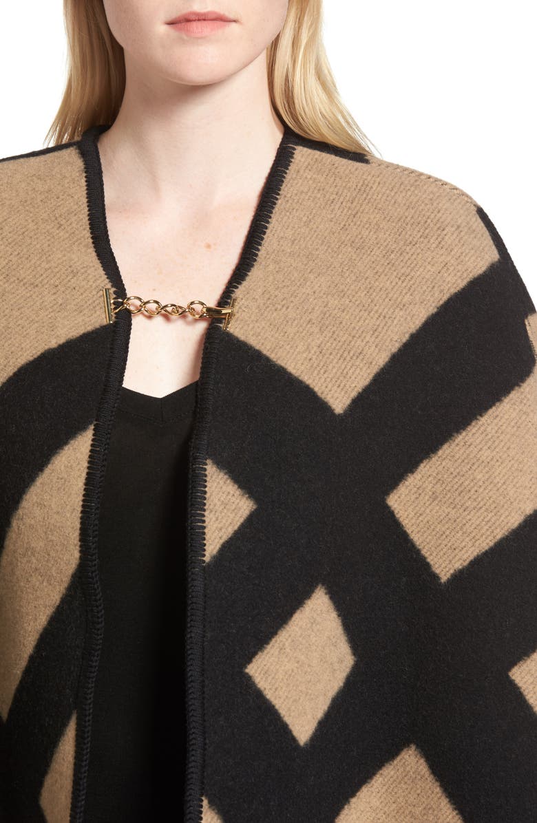 Burberry Blanket Check Wool & Cashmere Poncho, Alternate, color, 