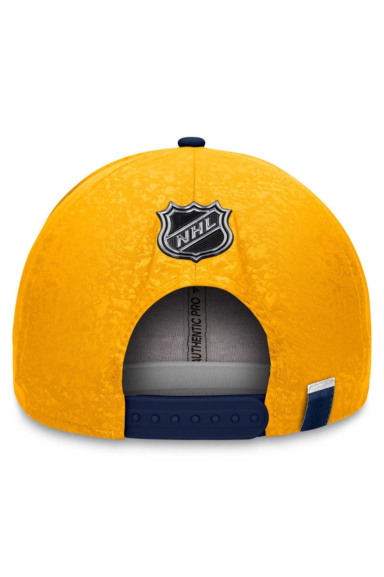 Men's Fanatics Branded  Navy/Gold Nashville Predators Authentic Pro Rink Two-Tone Snapback Hat, Alternate, color, Navy