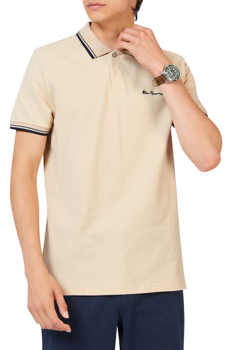 Ben Sherman Signature Tipped Organic Cotton Piqué Polo Shirt, Main, color,