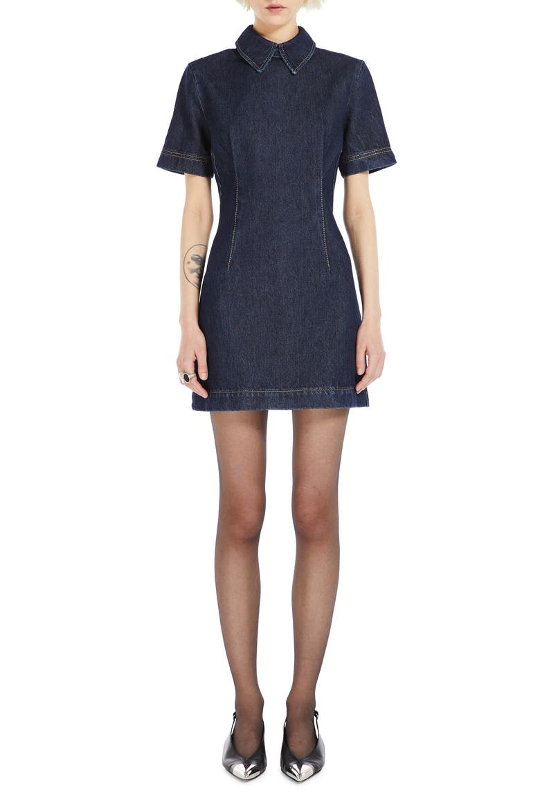Douglas Short Sleeve Denim Minidress, Main, color, MIDNIGHT BLUE