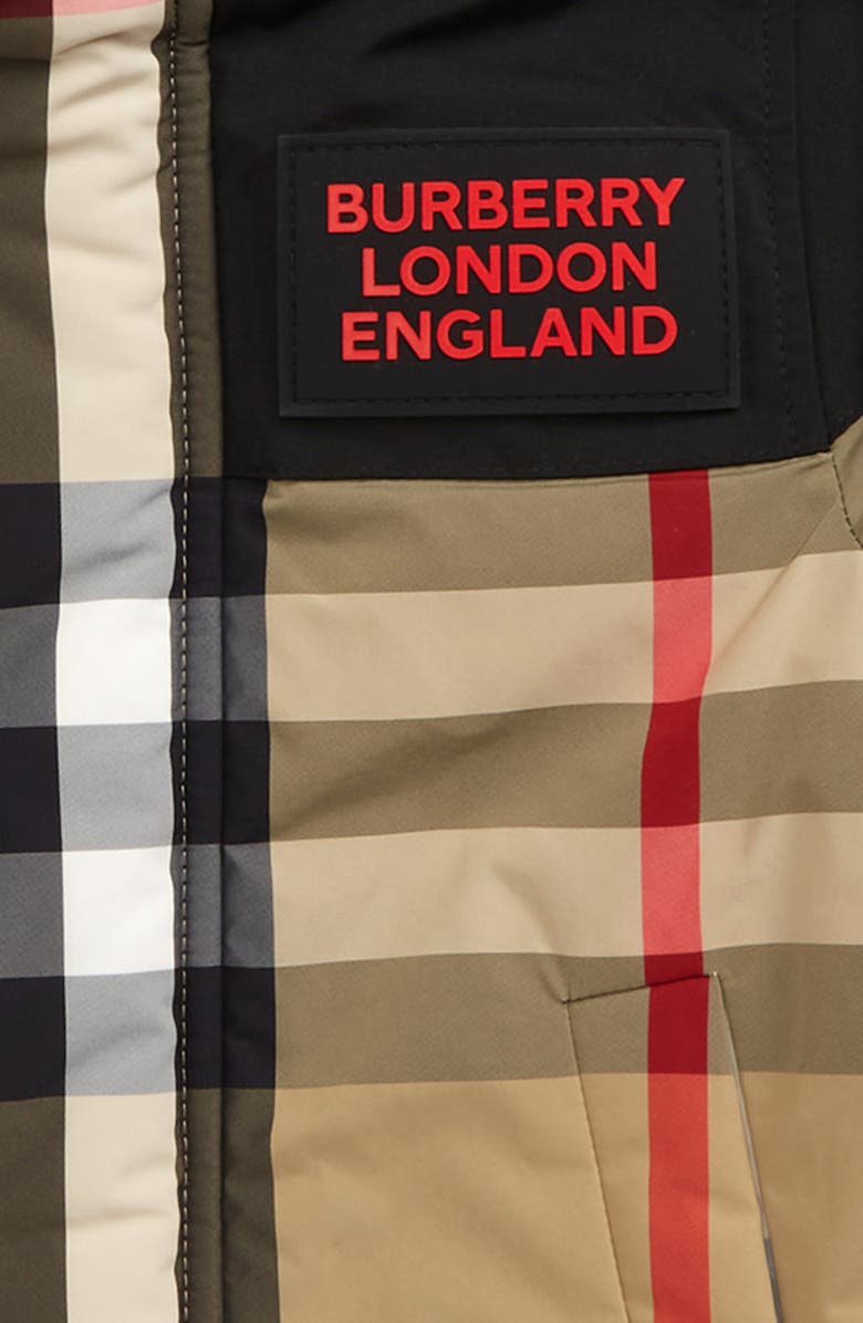 Burberry Kids' Chrissy Check Down Jacket with Detachable Hood, Alternate, color,