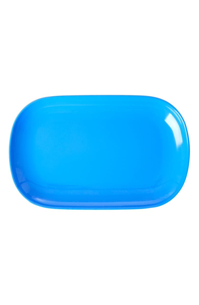 Rice by Rice Set of Four Oblong Melamine Plates, Main, color, Sky Blue