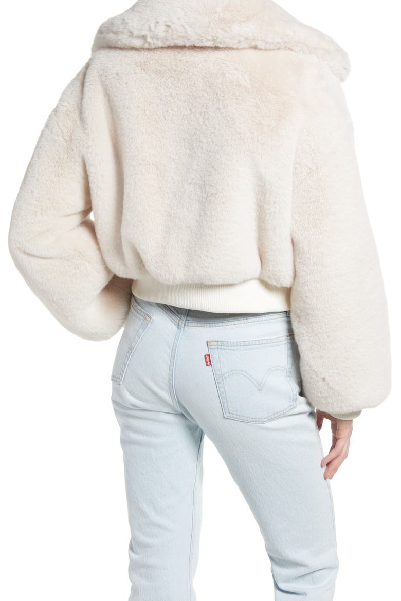 Faux Fur Bomber Jacket, Alternate, color, BEIGE
