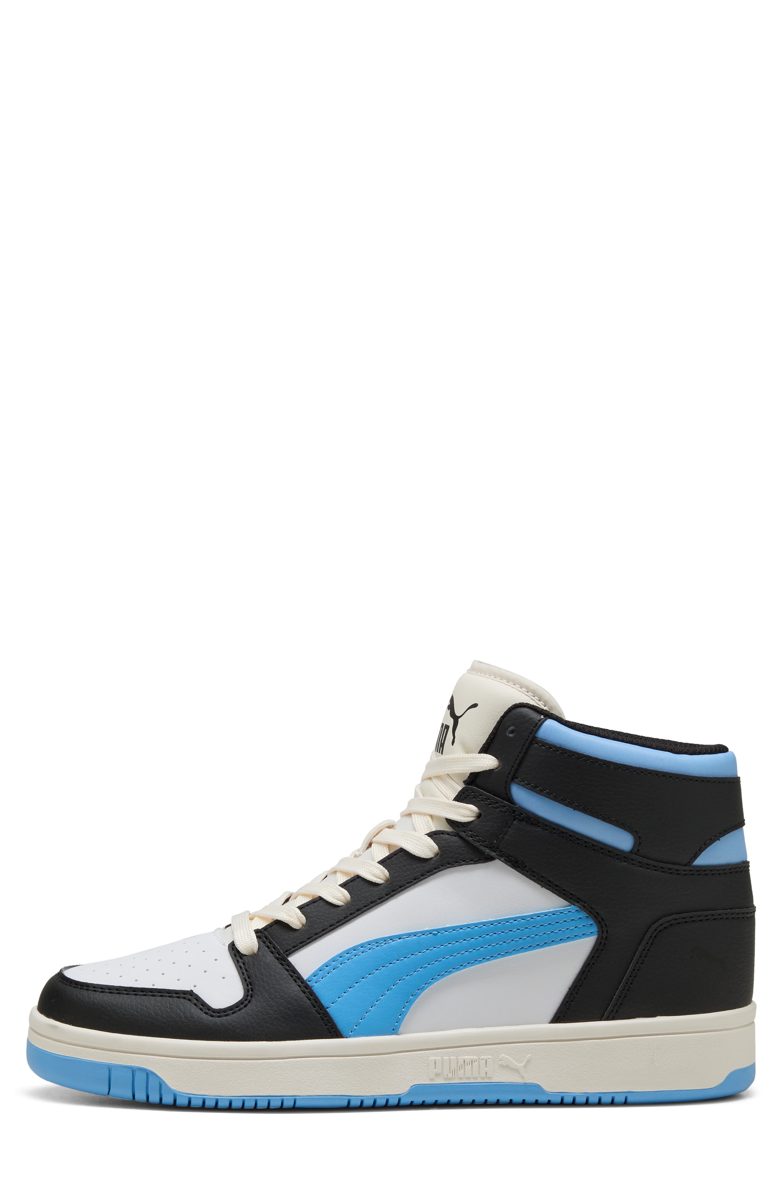 PUMA Rebound Layup High Top Sneaker, Alternate, color, Puma Black- Light Blue- Ivory