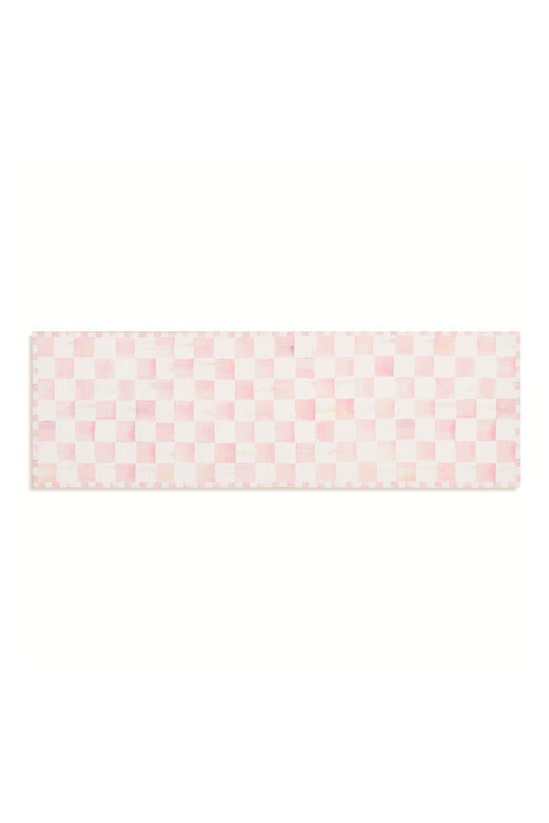 Rosy Checkerboard Machine Washable Runner Rug, Main, color, ROSY